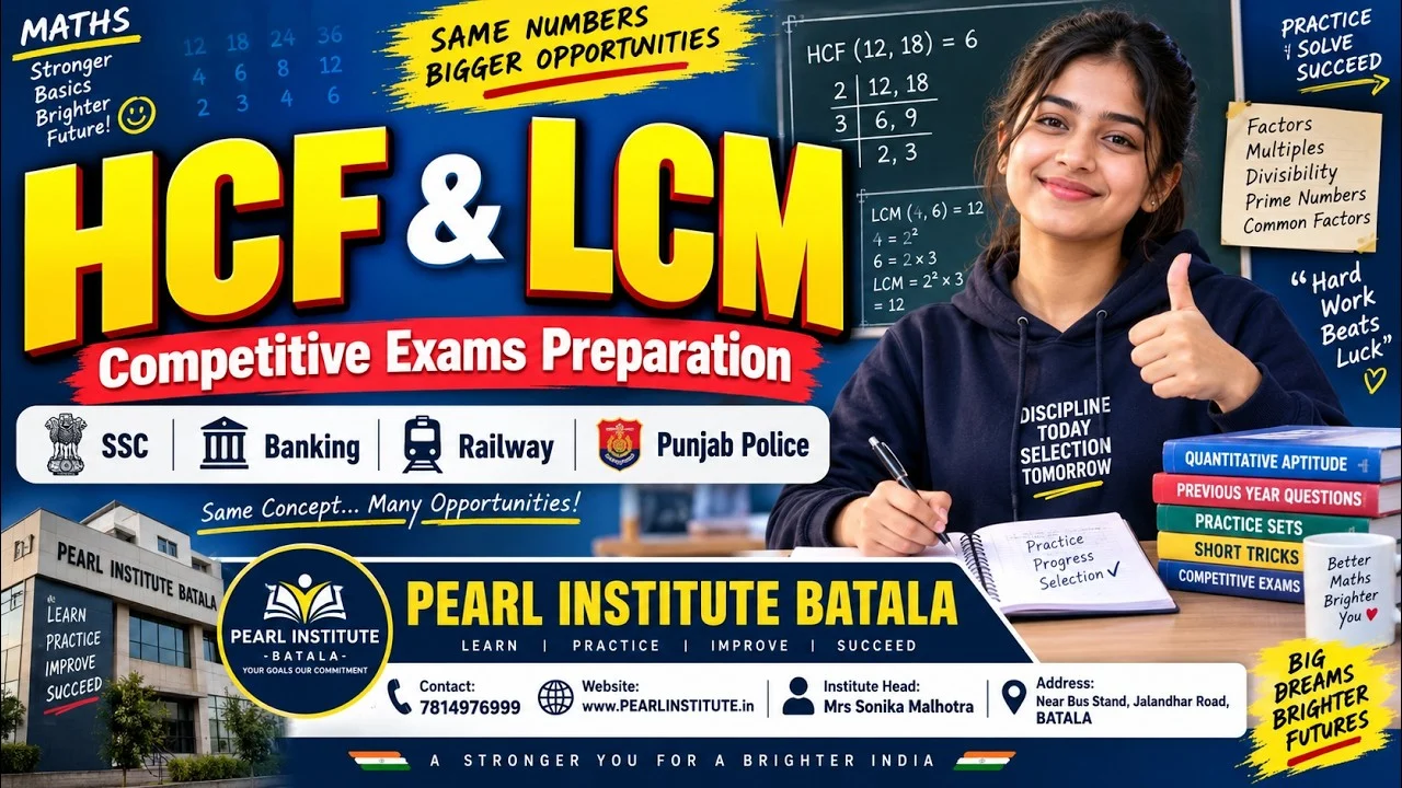 HCF & LCM Tricks for Competitive Exams | SSC, Bank, Railway Maths | PEARL INSTITUTE BATALA thumbnail