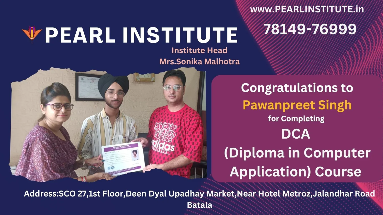 Pawanpreet Singh DCA (Diploma in Computer Application) Course