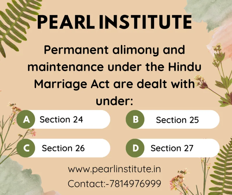 Law Quiz: Permanent Alimony and Maintenance Under Hindu Marriage Act are Dealt With Under Which Section?